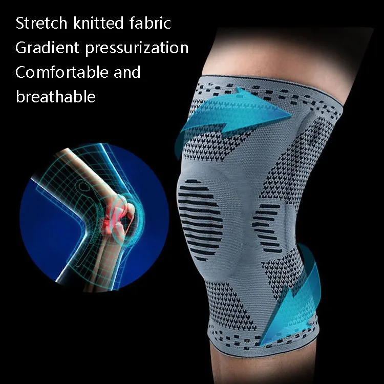 Sports Knee Pads Anti-Collision Support Compression Keep Warm Leg Sleeve Knitting Basketball Running Cycling Protective Gear, Size: L(Black Blue)