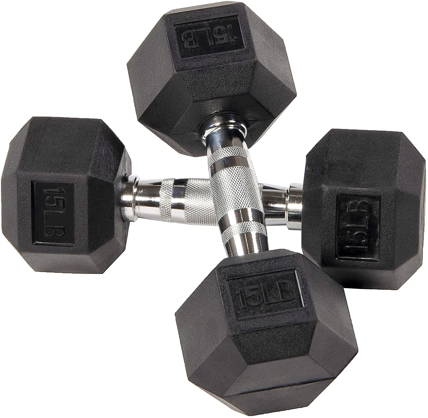 Sporzon! Rubber Encased Hex Dumbbell in Pairs or Singles