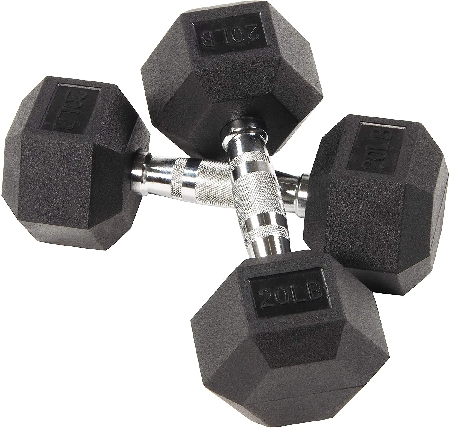 Sporzon! Rubber Encased Hex Dumbbell in Pairs or Singles