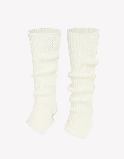 Stirrup Leg Warmer In Beige White