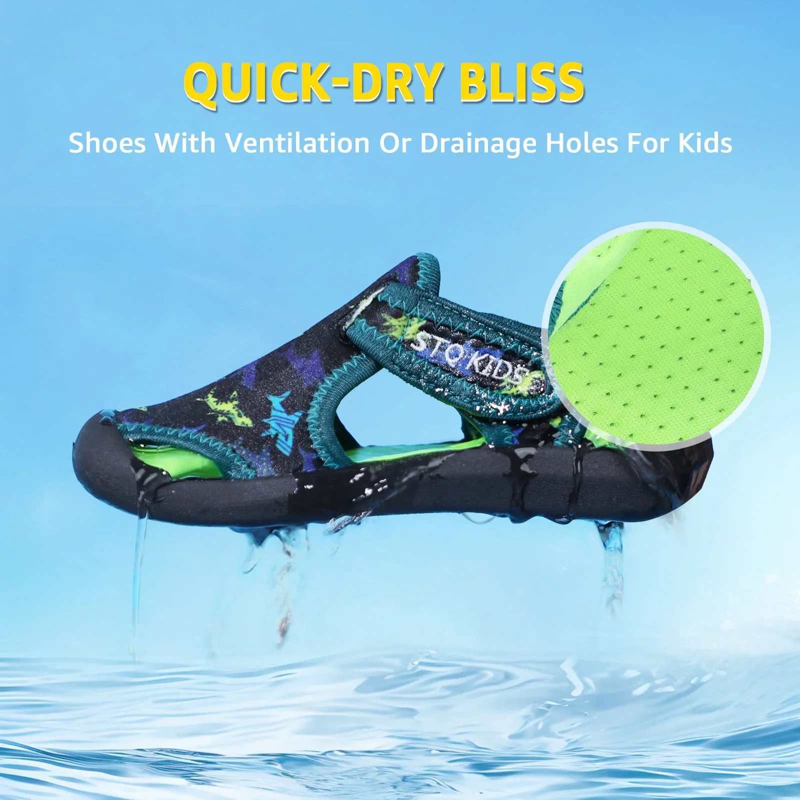 STQ Boys Girls Water Shoes Quick-Dry Slip on Beach Swim Pool Sandals(Toddler/Little Kid)