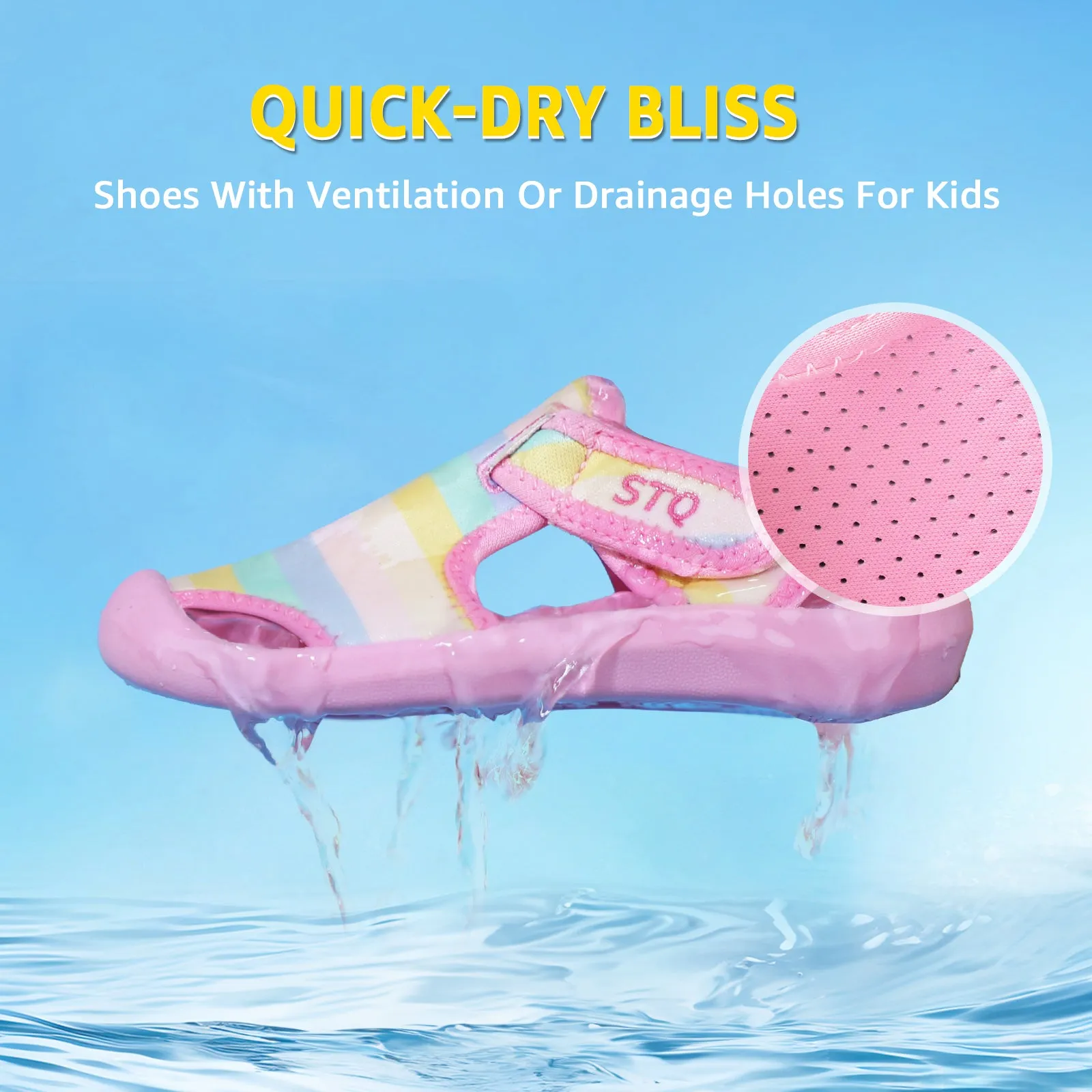 STQ Boys Girls Water Shoes Quick-Dry Slip on Beach Swim Pool Sandals(Toddler/Little Kid)