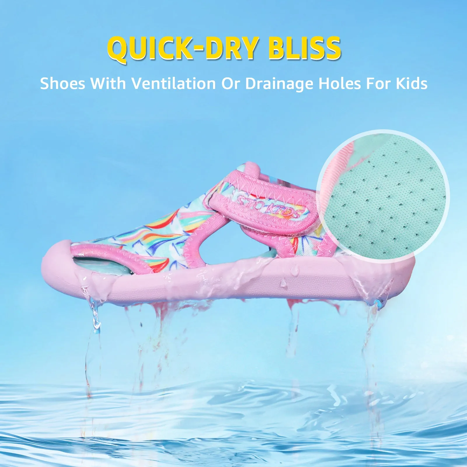 STQ Boys Girls Water Shoes Quick-Dry Slip on Beach Swim Pool Sandals(Toddler/Little Kid)