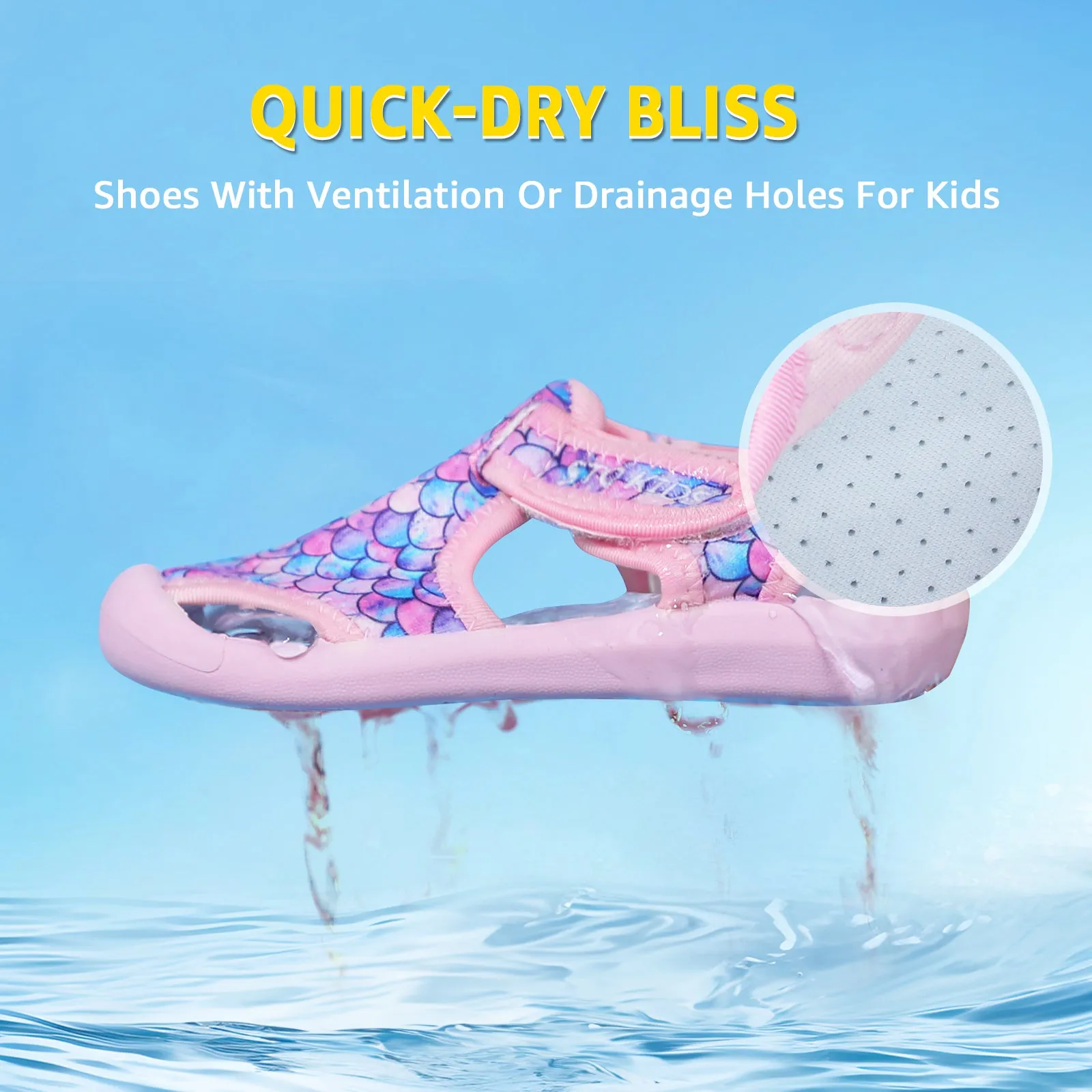 STQ Boys Girls Water Shoes Quick-Dry Slip on Beach Swim Pool Sandals(Toddler/Little Kid)