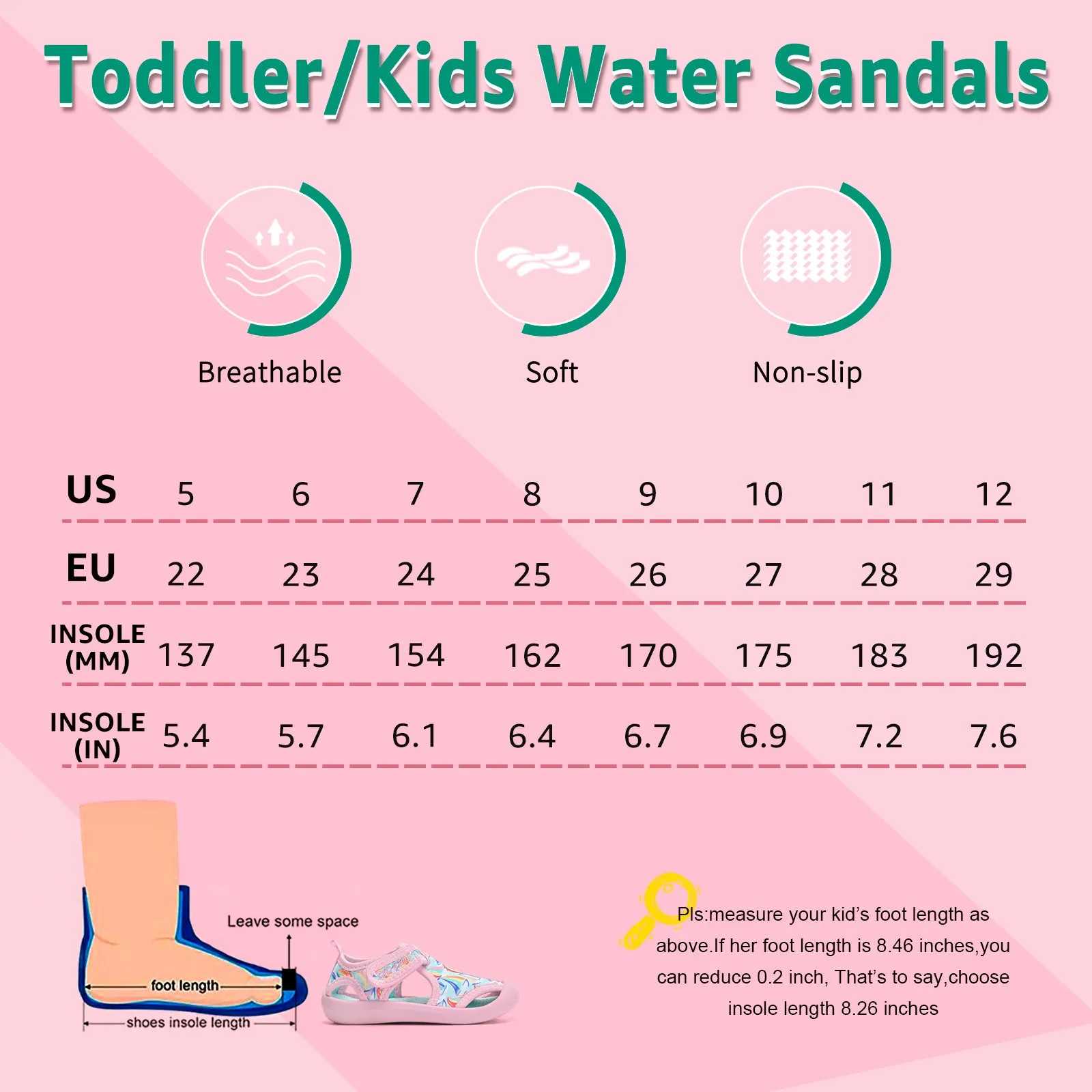 STQ Boys Girls Water Shoes Quick-Dry Slip on Beach Swim Pool Sandals(Toddler/Little Kid)