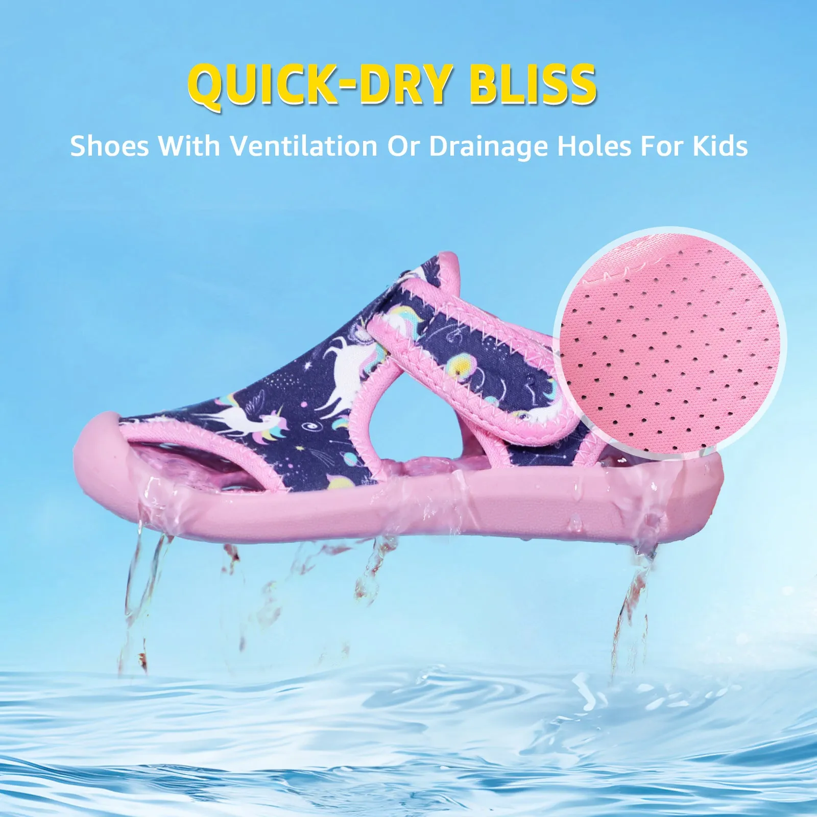 STQ Boys Girls Water Shoes Quick-Dry Slip on Beach Swim Pool Sandals(Toddler/Little Kid)