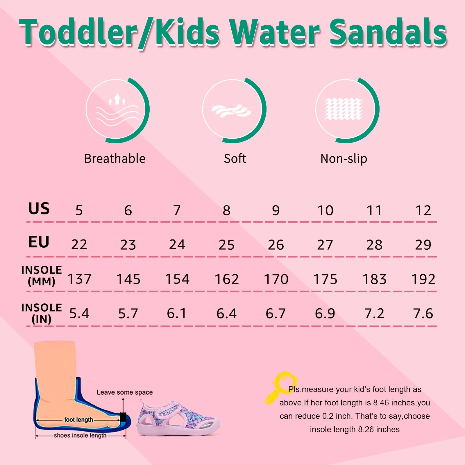 STQ Boys Girls Water Shoes Quick-Dry Slip on Beach Swim Pool Sandals(Toddler/Little Kid)