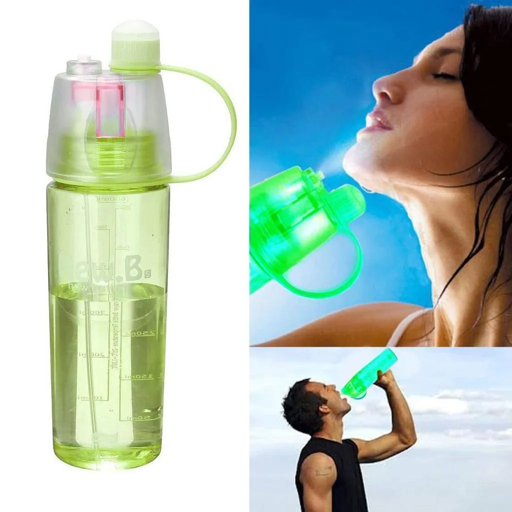 Stylish Water cum Mist Spray Bottle, 2 in 1 Drink & Spray Water Gym, Sports Bottle BPA Free, 600ml