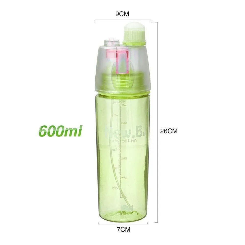 Stylish Water cum Mist Spray Bottle, 2 in 1 Drink & Spray Water Gym, Sports Bottle BPA Free, 600ml