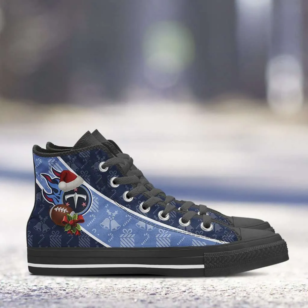 Tennessee Titans Christmas Football Pattern Canvas High Top Shoes