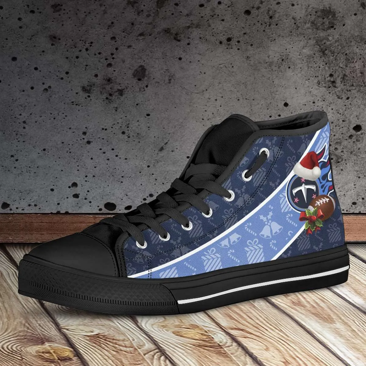 Tennessee Titans Christmas Football Pattern Canvas High Top Shoes