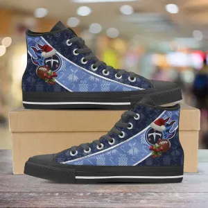 Tennessee Titans Christmas Football Pattern Canvas High Top Shoes