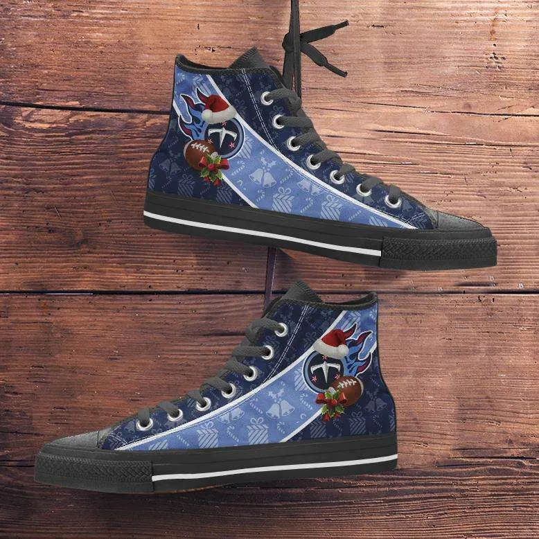 Tennessee Titans Christmas Football Pattern Canvas High Top Shoes