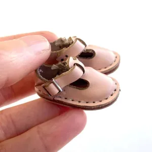 Tiny leather doll shoes Pink buckle shoes 1/6 scale