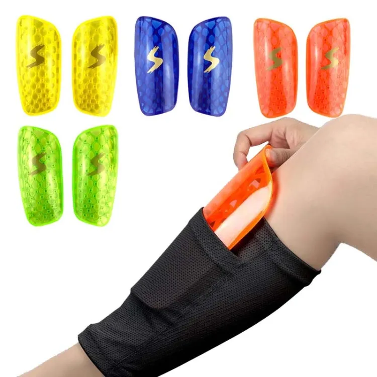 TPR Honeycomb Transparent Leg Protection Plug Board Football Protection Gear(Orange S)