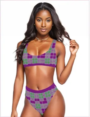 Tribute to Plaid Sport Top & High Waist Bikini Set