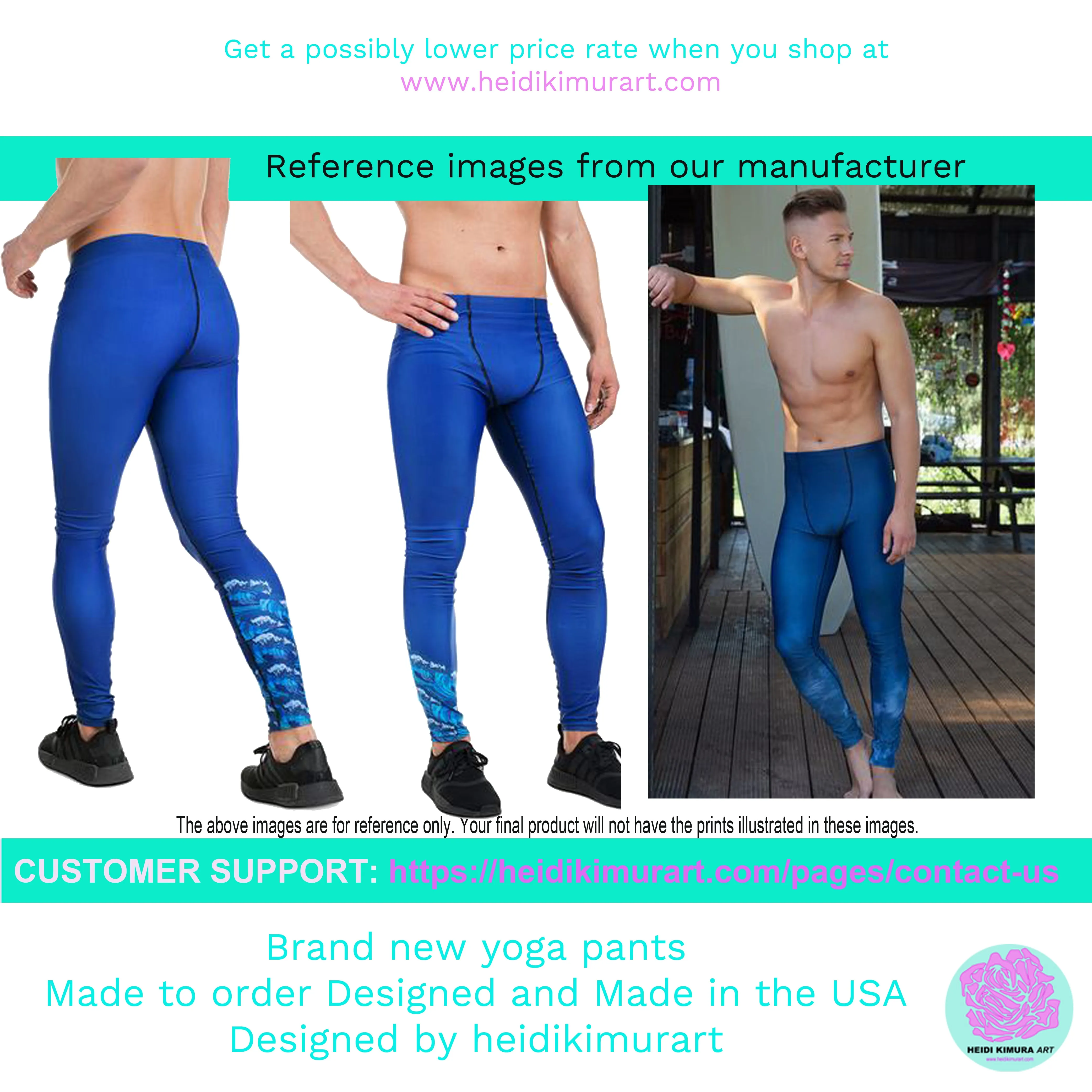 Turquoise Blue Striped Meggings, Circus Men's Running Leggings Run Tights-Made in USA/EU