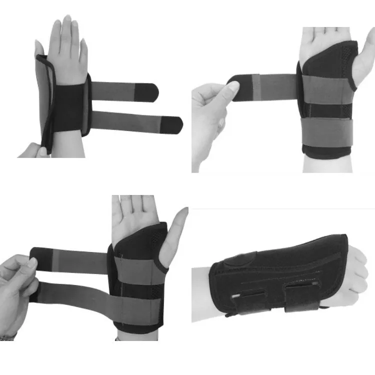 Two-Way Compression Stabilized Support Plate Wrist Brace Fracture Sprain Rehabilitation Wrist Brace, Specification: Right Hand L (Black Grey)