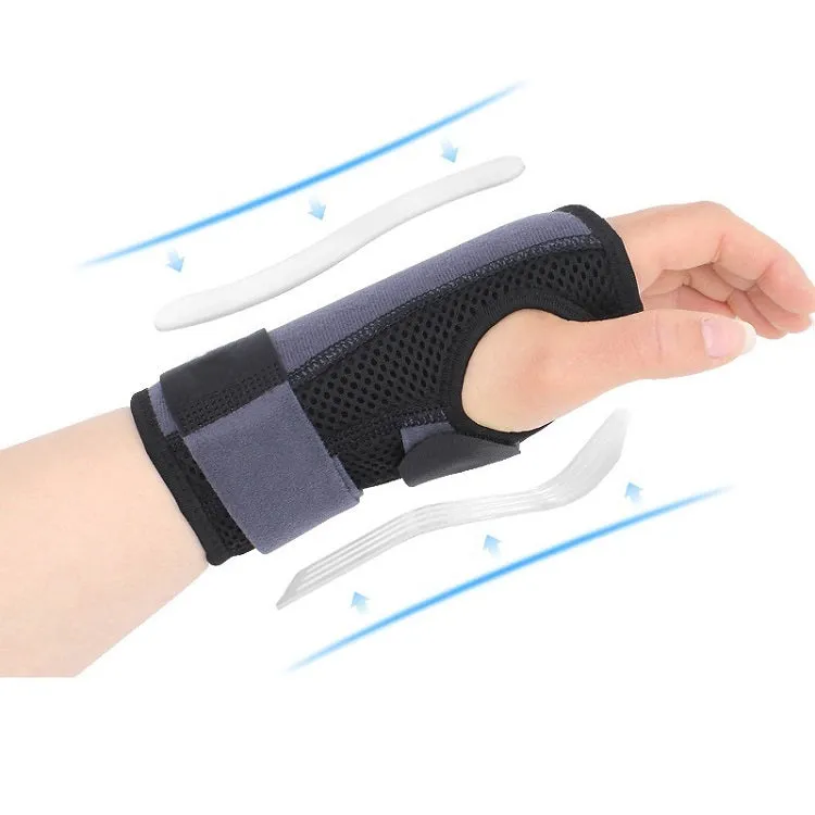 Two-Way Compression Stabilized Support Plate Wrist Brace Fracture Sprain Rehabilitation Wrist Brace, Specification: Right Hand L (Black Grey)