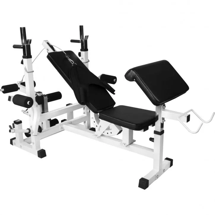 Universal Workstation with 100KG Vinyl Weight Set - White (Combo)