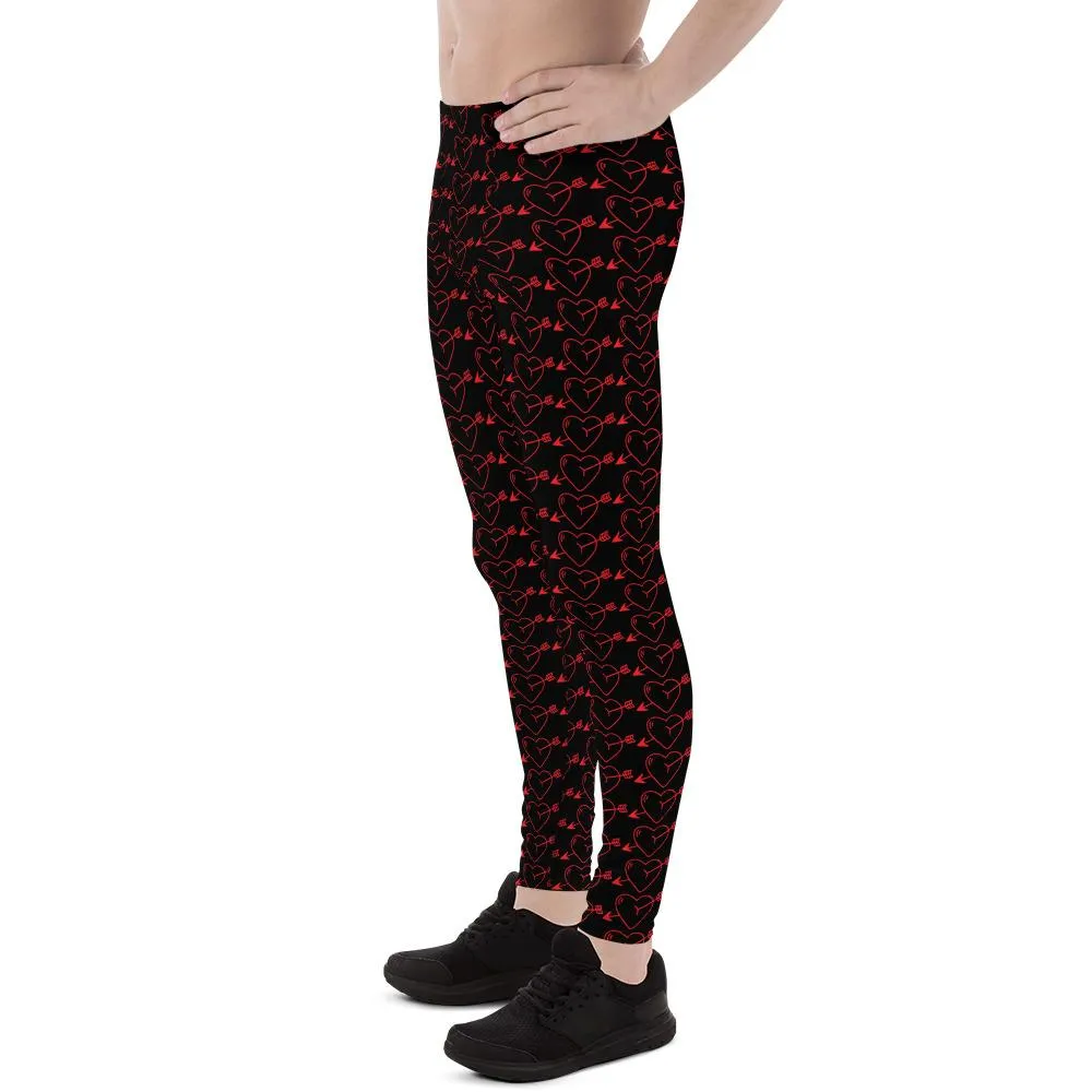 Vday Meggings, Designer Heart Shape With Arrows Valentines Day For Men Men's Leggings-Made in USA/ EU