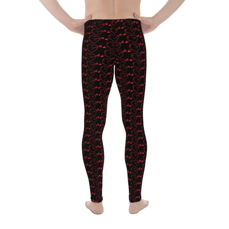 Vday Meggings, Designer Heart Shape With Arrows Valentines Day For Men Men's Leggings-Made in USA/ EU