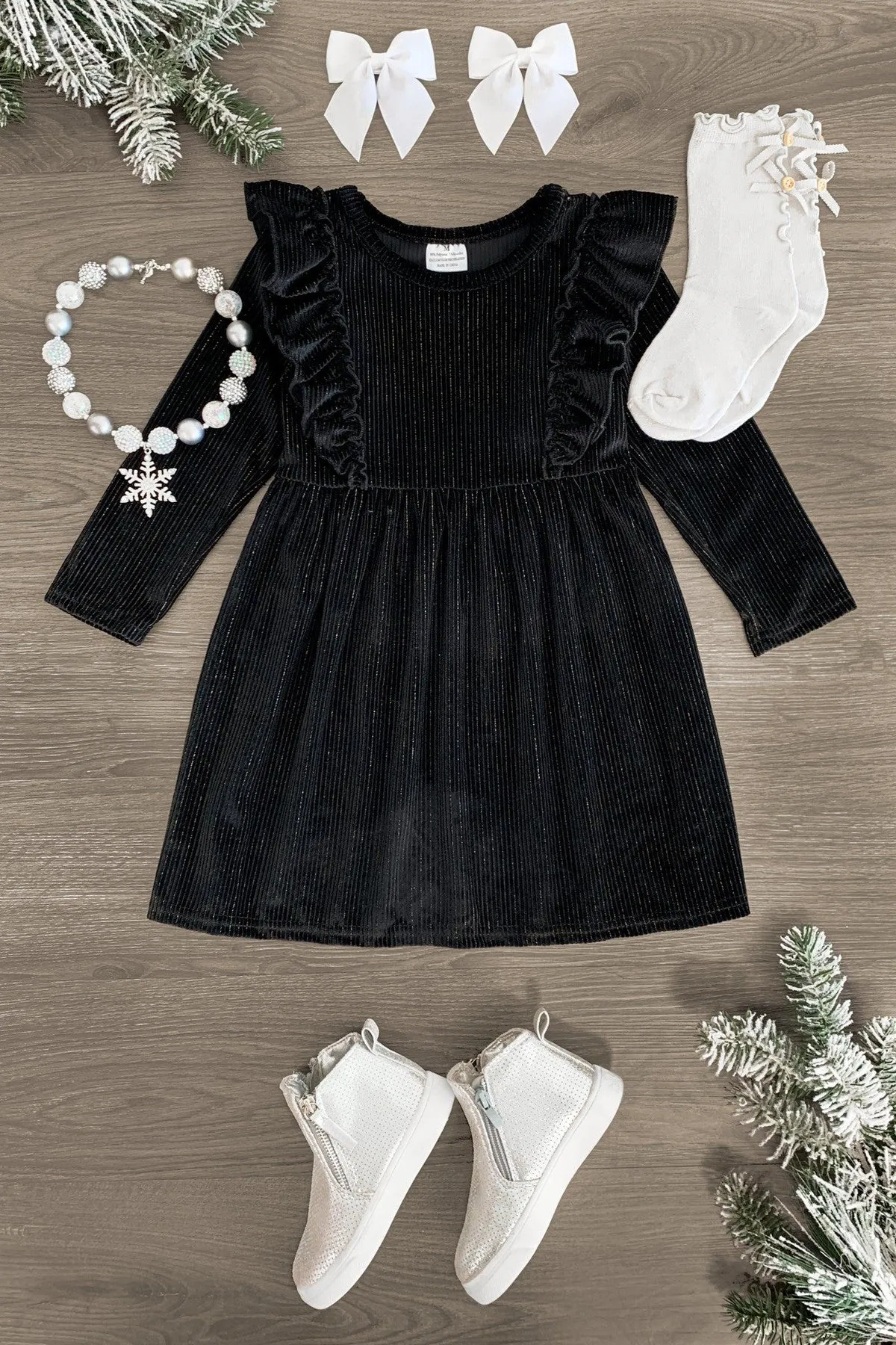 Velvet Glitter Ruffle Dress