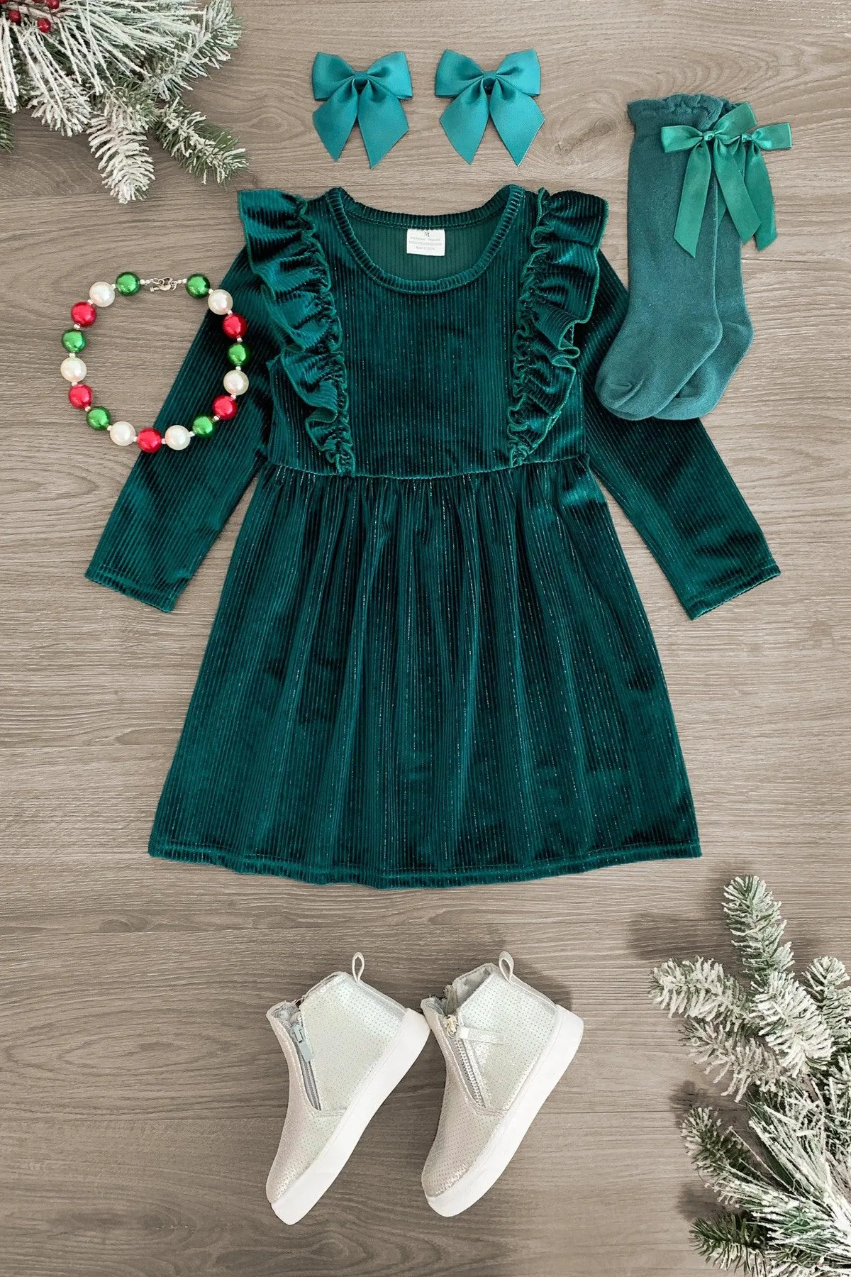 Velvet Glitter Ruffle Dress