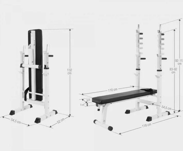 Weight Bench - White with 100KG Vinyl Weight Set - Starlock (Combo)