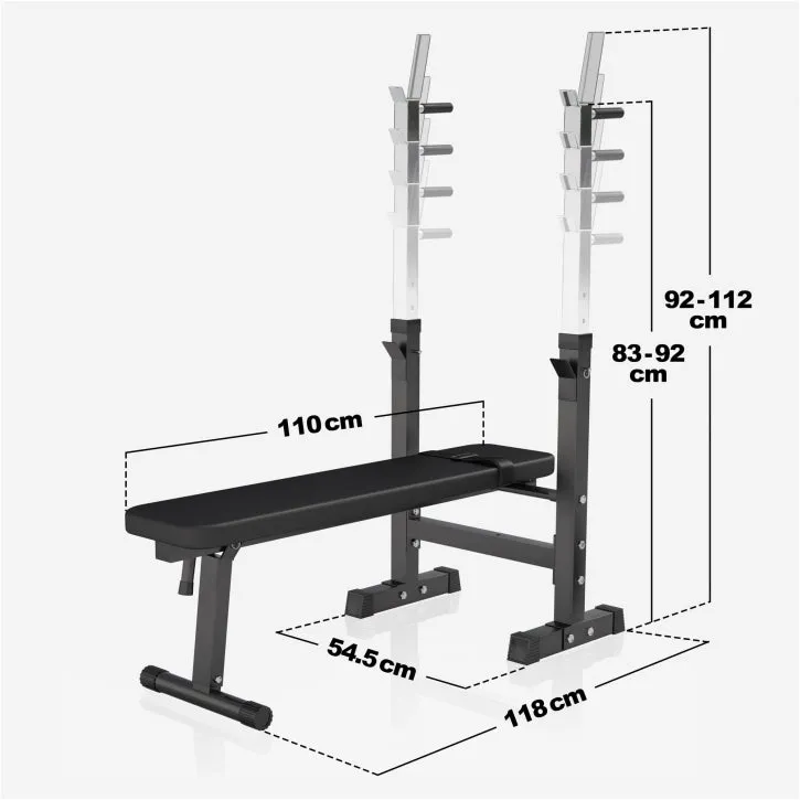 Weight Bench with 70KG Vinyl Weight Set - Black