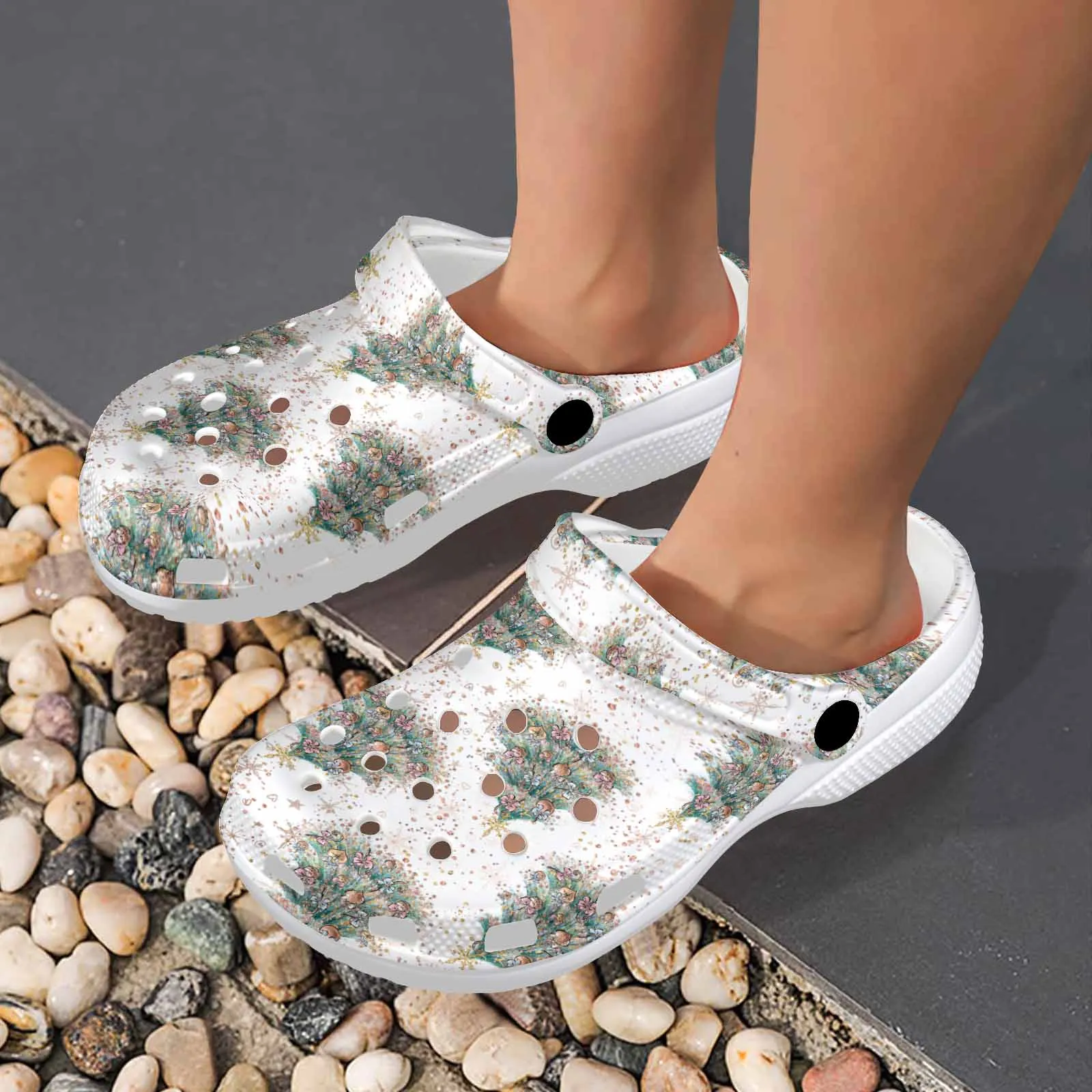 White Christmas  Custom Print Adults Clogs