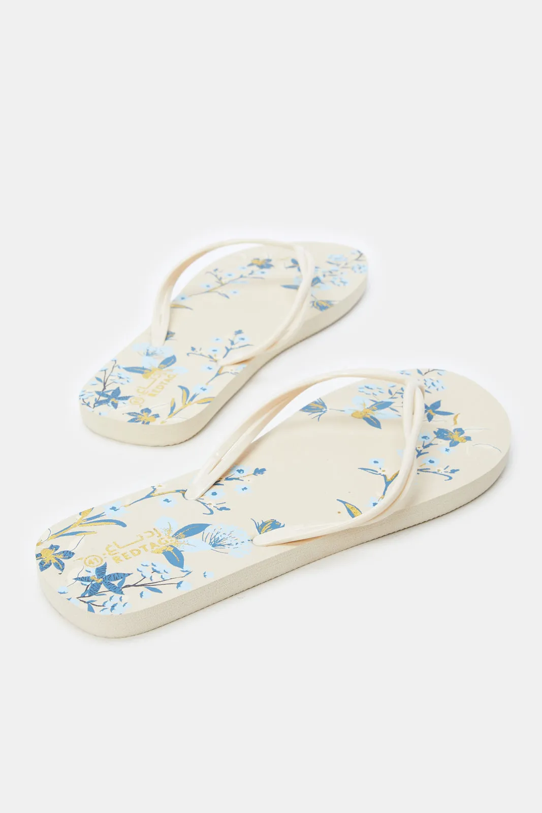 Women Ivory Floral Flip Flop