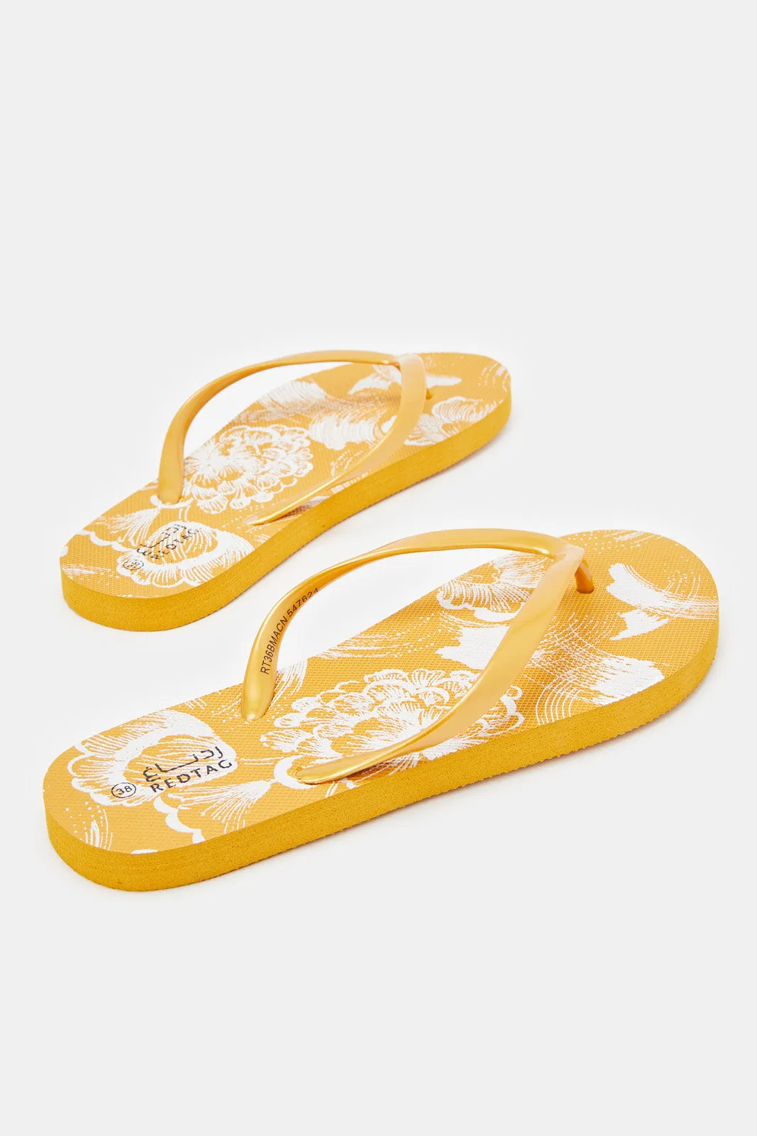 Women Orange Printed Flip Flop