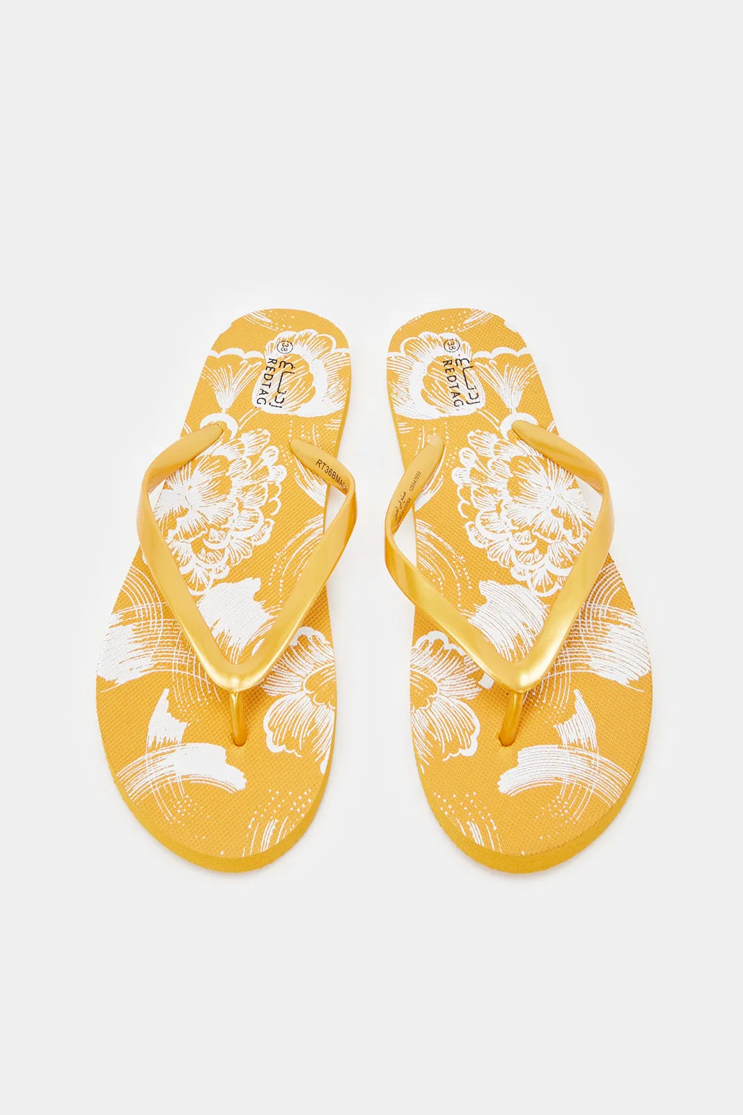 Women Orange Printed Flip Flop