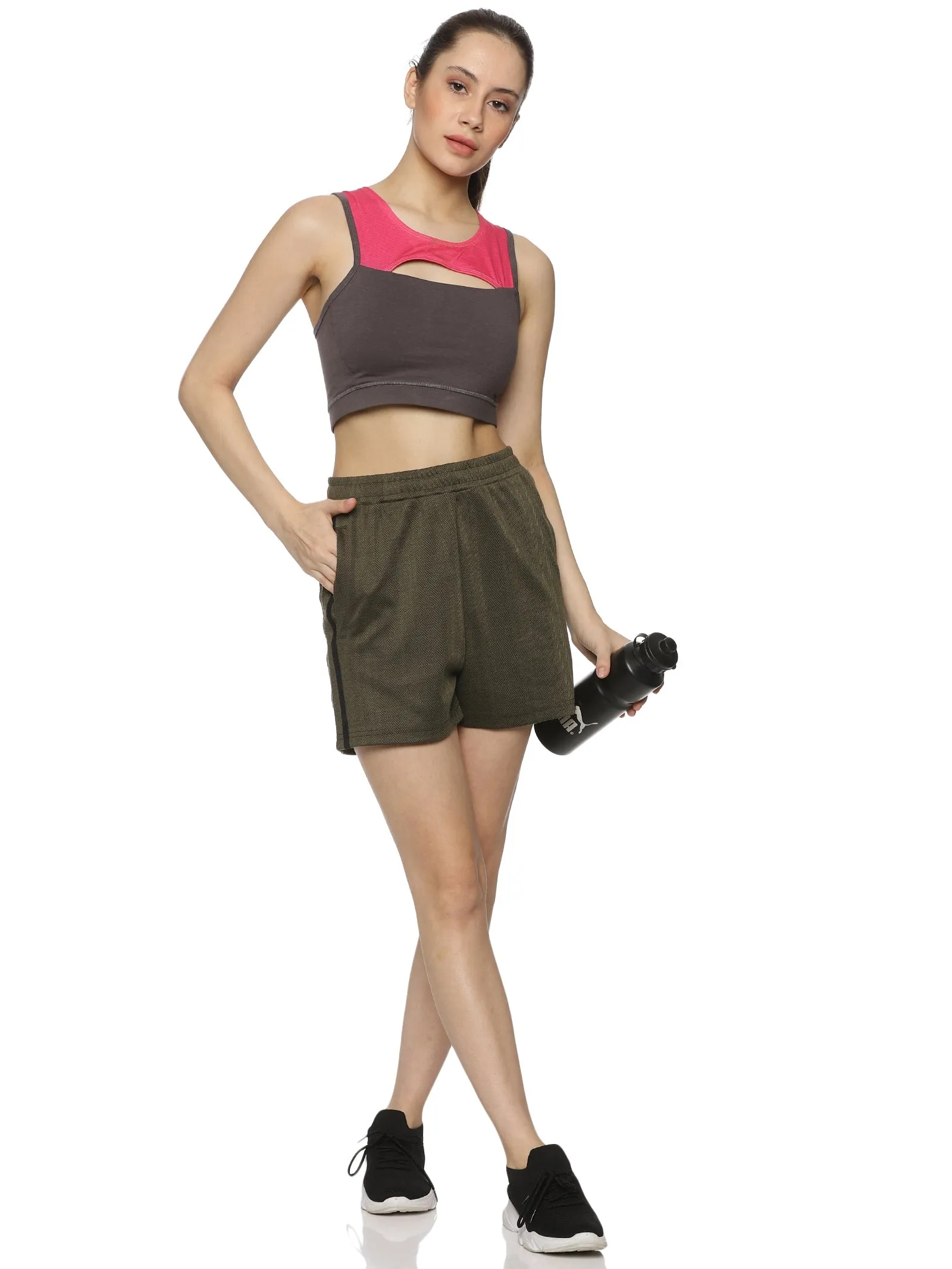 Women's Solid Training Elasticated Shorts