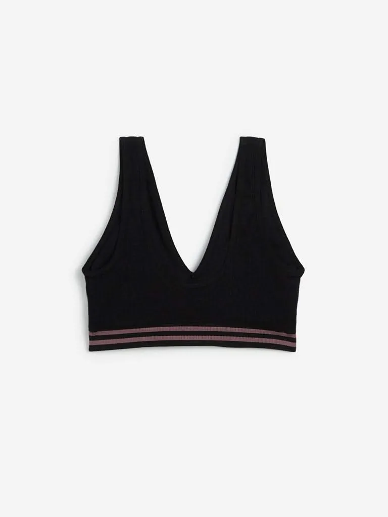 Wunderlove Black Padded Superstar Sports Bra