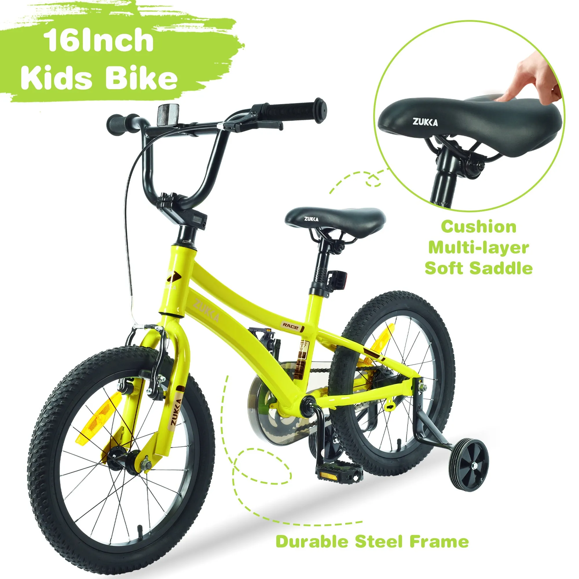 ZUKKA Kids Bike,16 Inch Kids' Bicycle with Training Wheels for Boys Age 4-7 Years,Multiple Colors